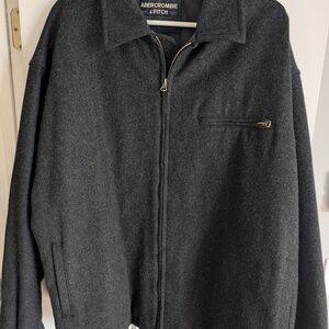 Abercrombie & Fitch Men's Charcoal Zip-Up Sweater
